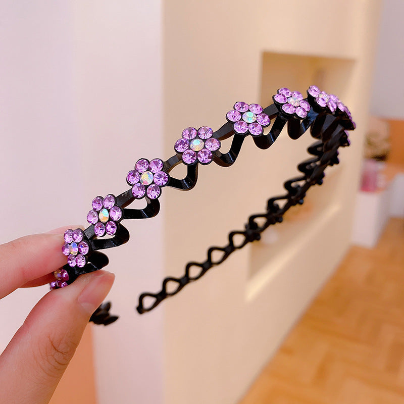 Wholesale Simple Rhinestone Plum Blossom Wave Non-slip Toothed Headband